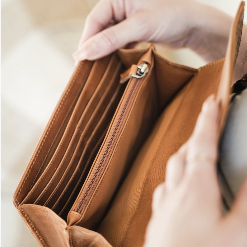 Camel Full Grain Leather Handwoven Dimarco Crossbody Bag