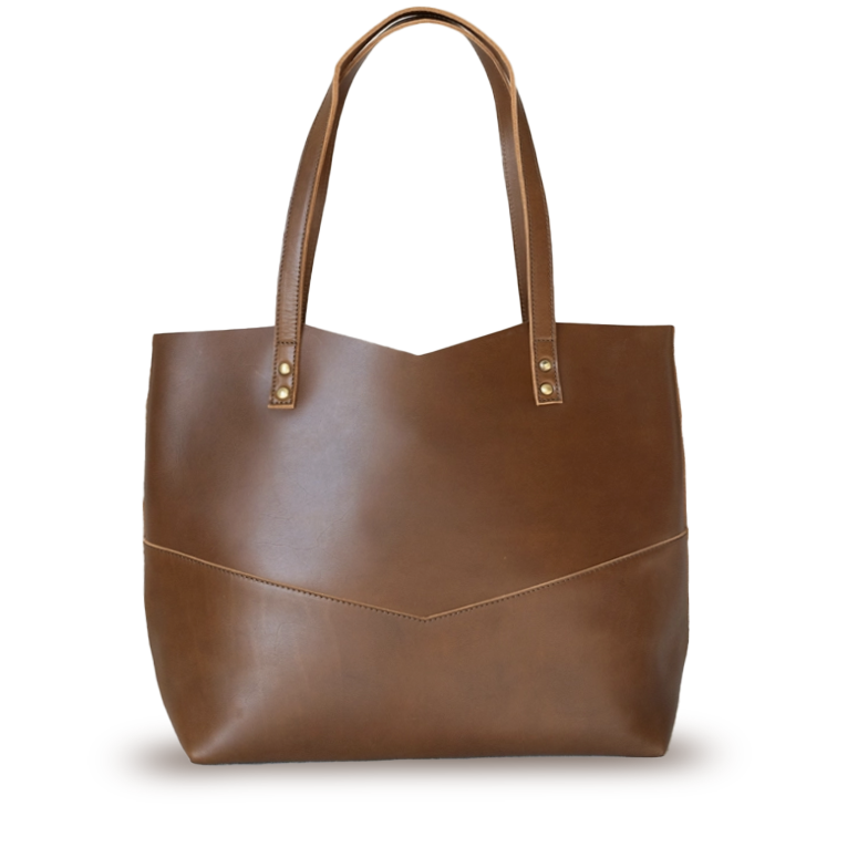 Chestnut Brown Full Grain Leather Traveler's Tote Bag