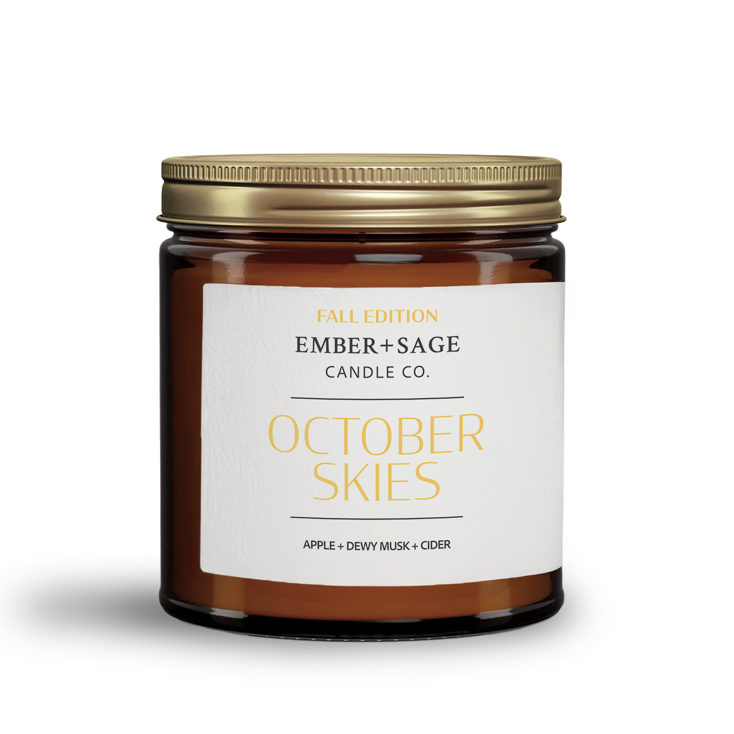 October Skies | Fall Edition | Hand-Poured Soy Coconut Wax Candle | 16oz with Double Wick
