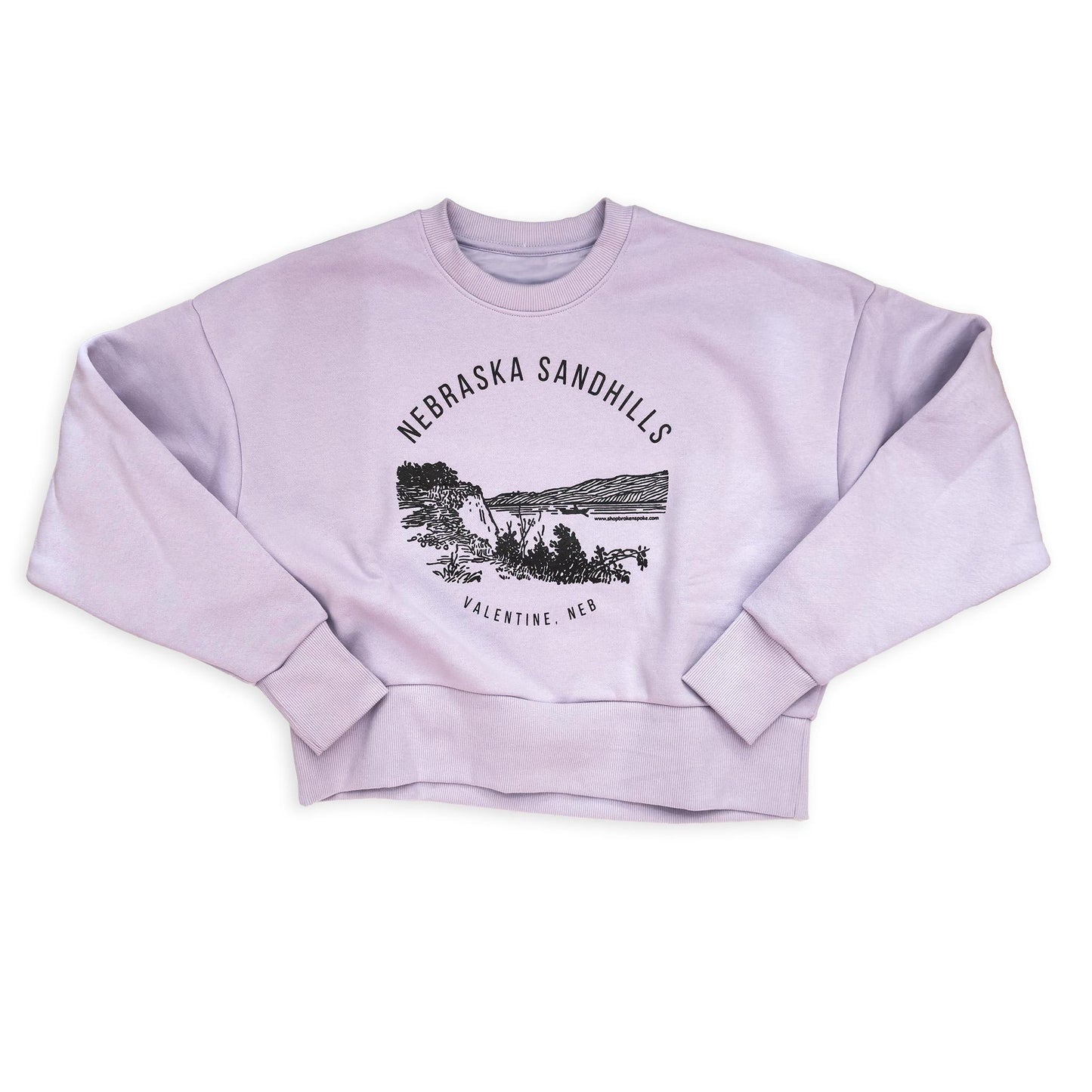 PrairieLavender “Nebraska Sandhills: Valentine, Neb” Women's Heavyweight Cropped Graphic Sweatshirt
