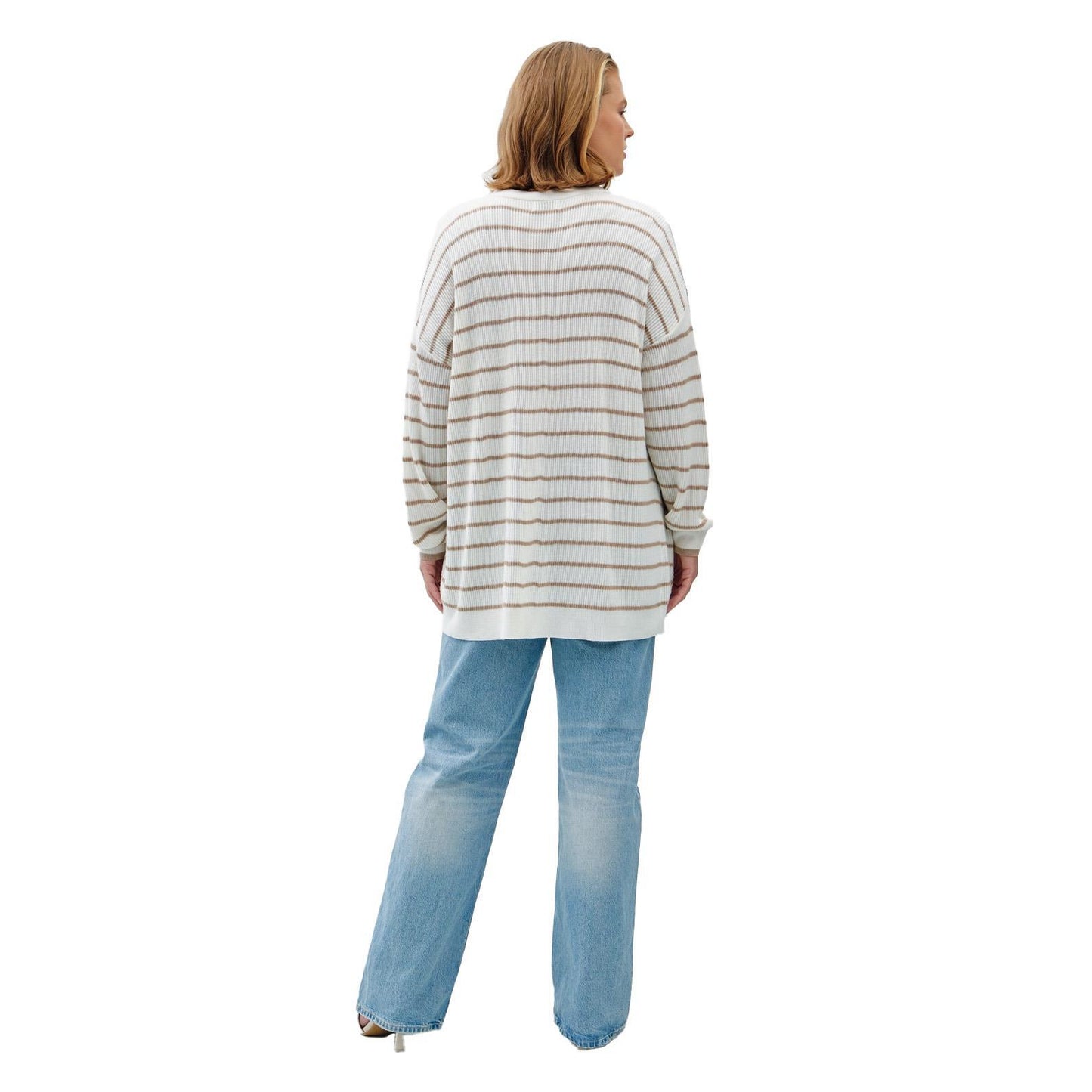 Taupe Classic Striped Cardigan