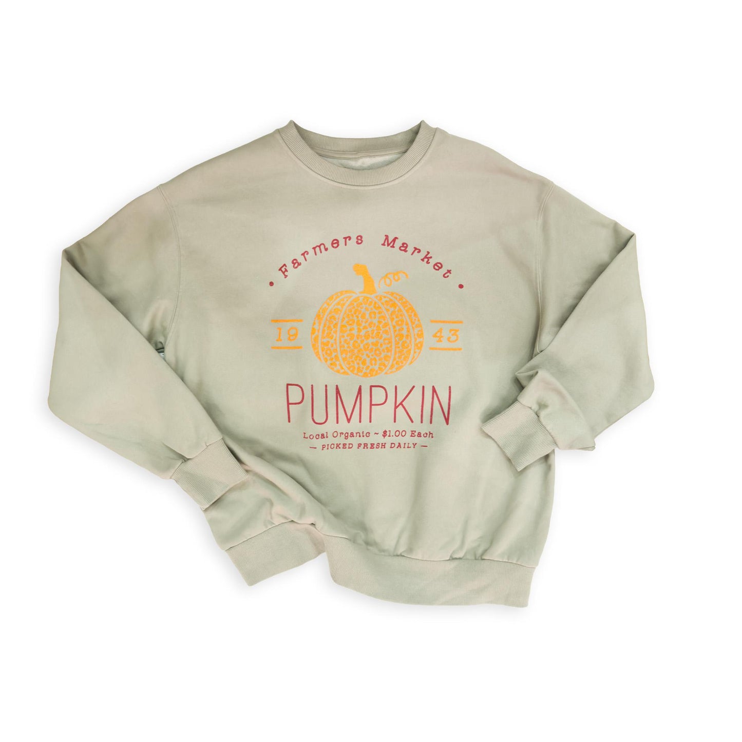 Sage Leopard Pumpkin "Farmers Market" Graphic Sweatshirt