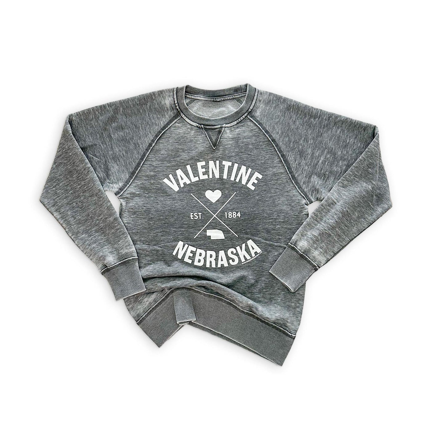 Prairie Storm Grey “Valentine Nebraska Est. 1884” Vintage Fleece Graphic Sweatshirt