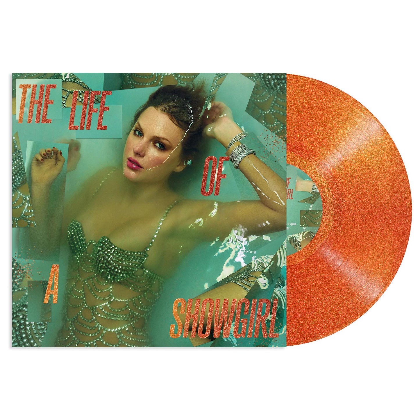 Taylor Swift “The Life Of A Showgirl" Translucent Orange Vinyl Record with Gold Glitter – 2025 First Press