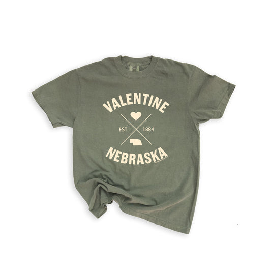 Moss Green “Valentine Nebraska Est: 1884” Garment-Dyed Heavyweight Graphic Tee