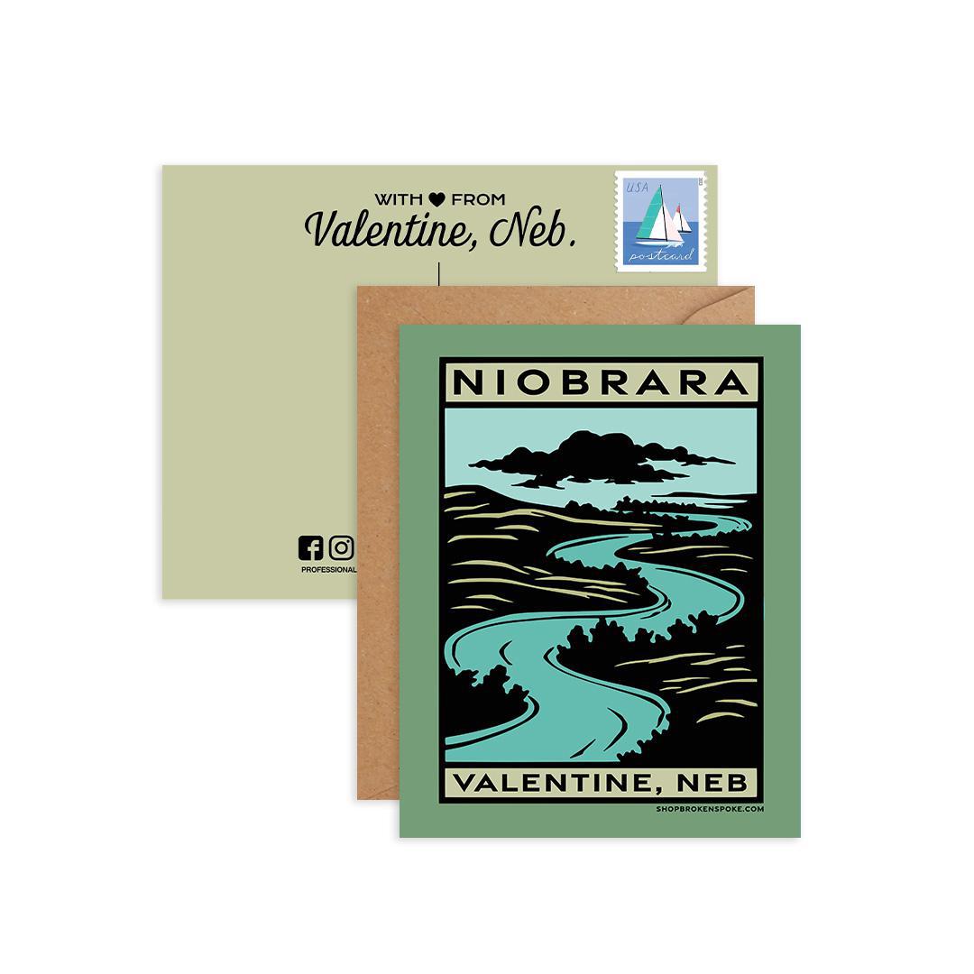 Colorful Blockprint “Niobrara: Valentine, Neb.” River Eco Postcard/Greeting Cards