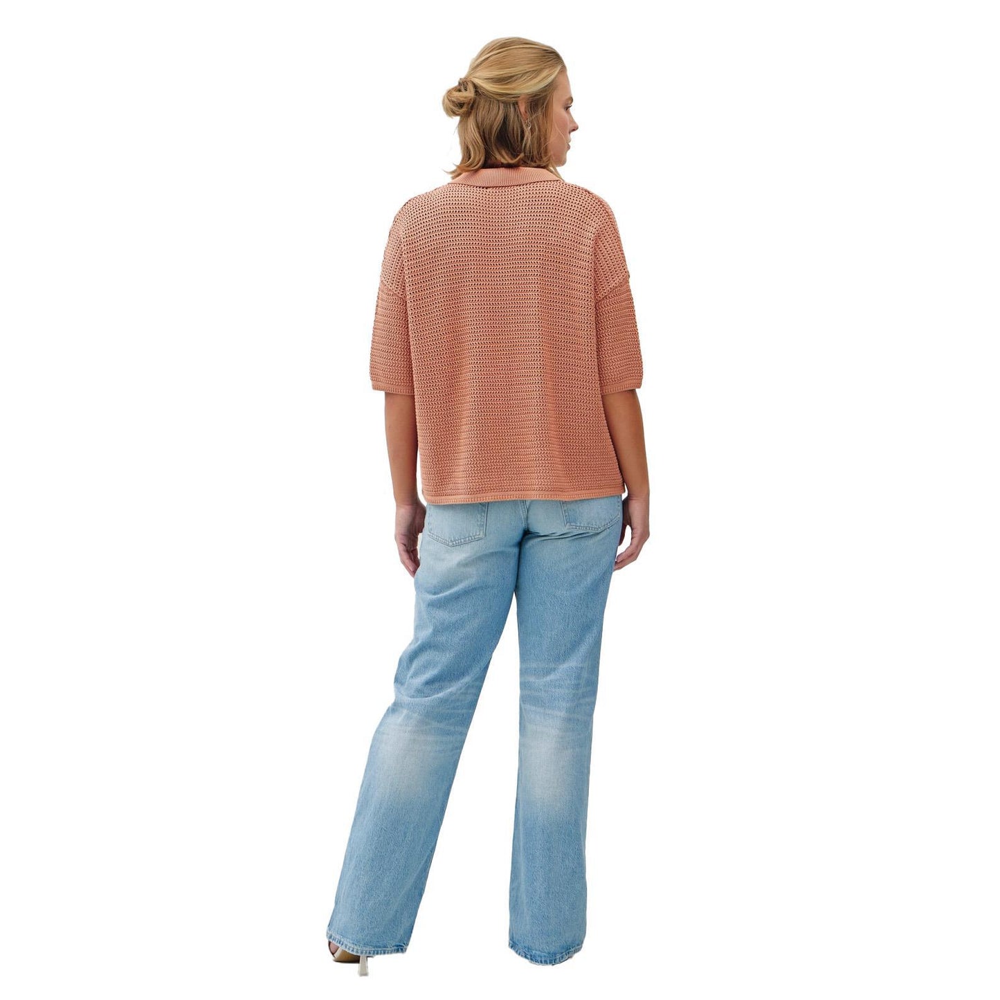 Apricot Crochet Button Up Blouse