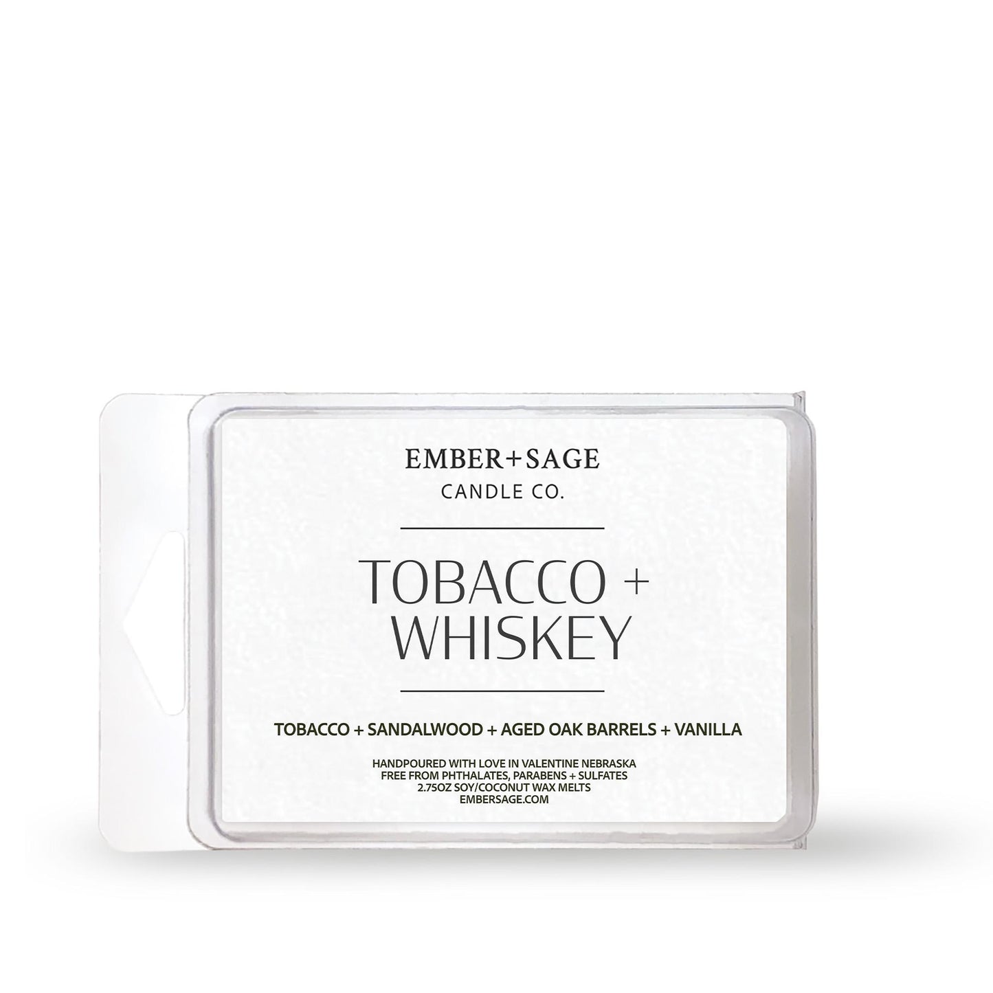 Tobacco + Whiskey | Hand-Poured Soy Coconut Wax Melt | 2.75oz