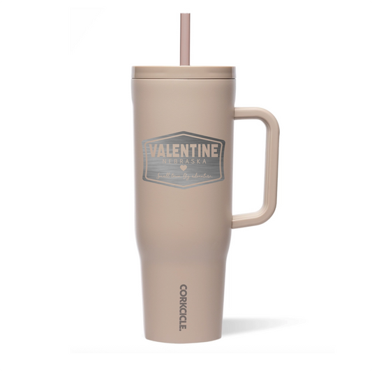 Sandstone 40oz “Small Town. Big Adventure" Valentine Nebraska Etched Triple Insulated Cruiser Tumbler
