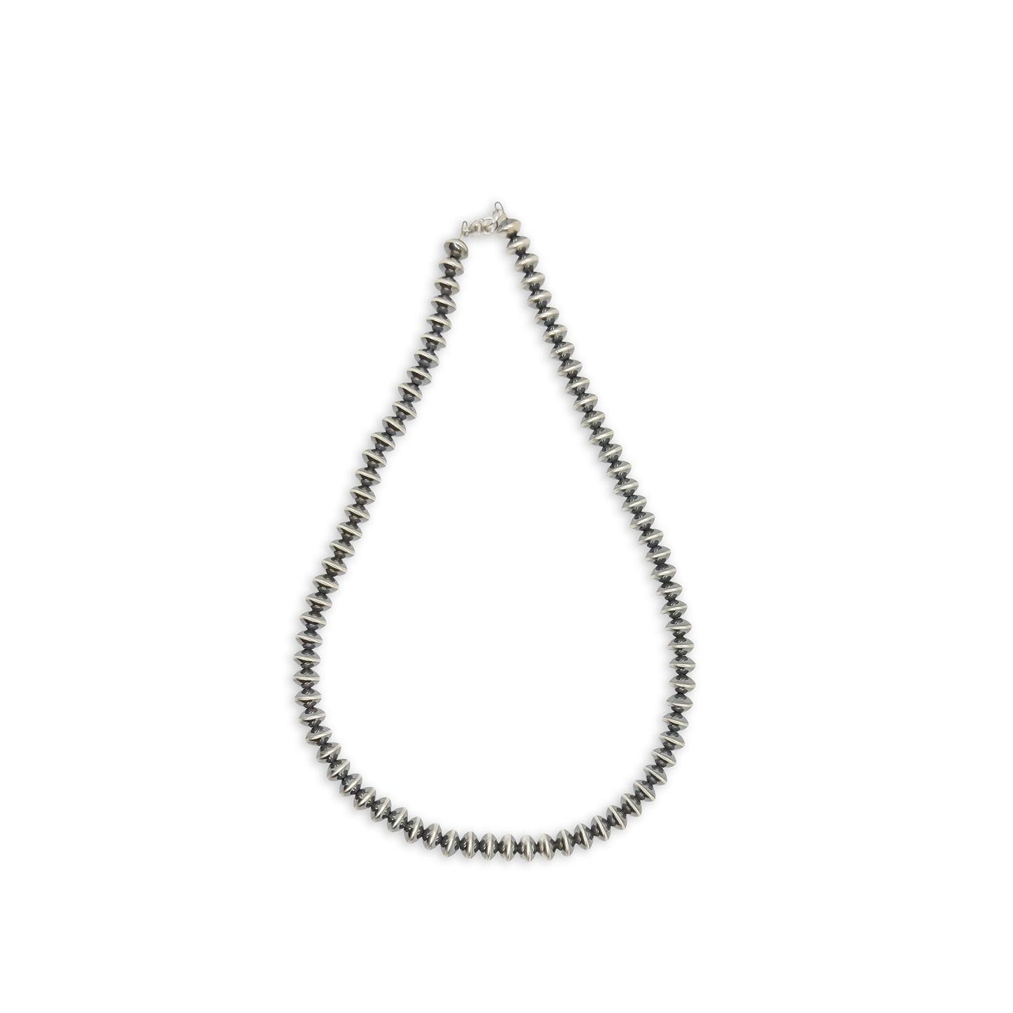 Sterling Silver 6x9mm Navajo Saucer Pearl 18" Necklace