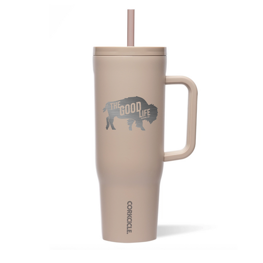 Sandstone 40oz “The Good Life" Bison Etched Triple Insulated Cruiser Tumbler