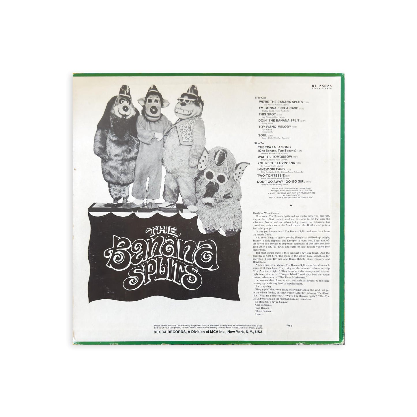The Banana Splits “We're The Banana Splits" Vinyl Record – 1968 US Pressing – Rare Hanna Barbara Release