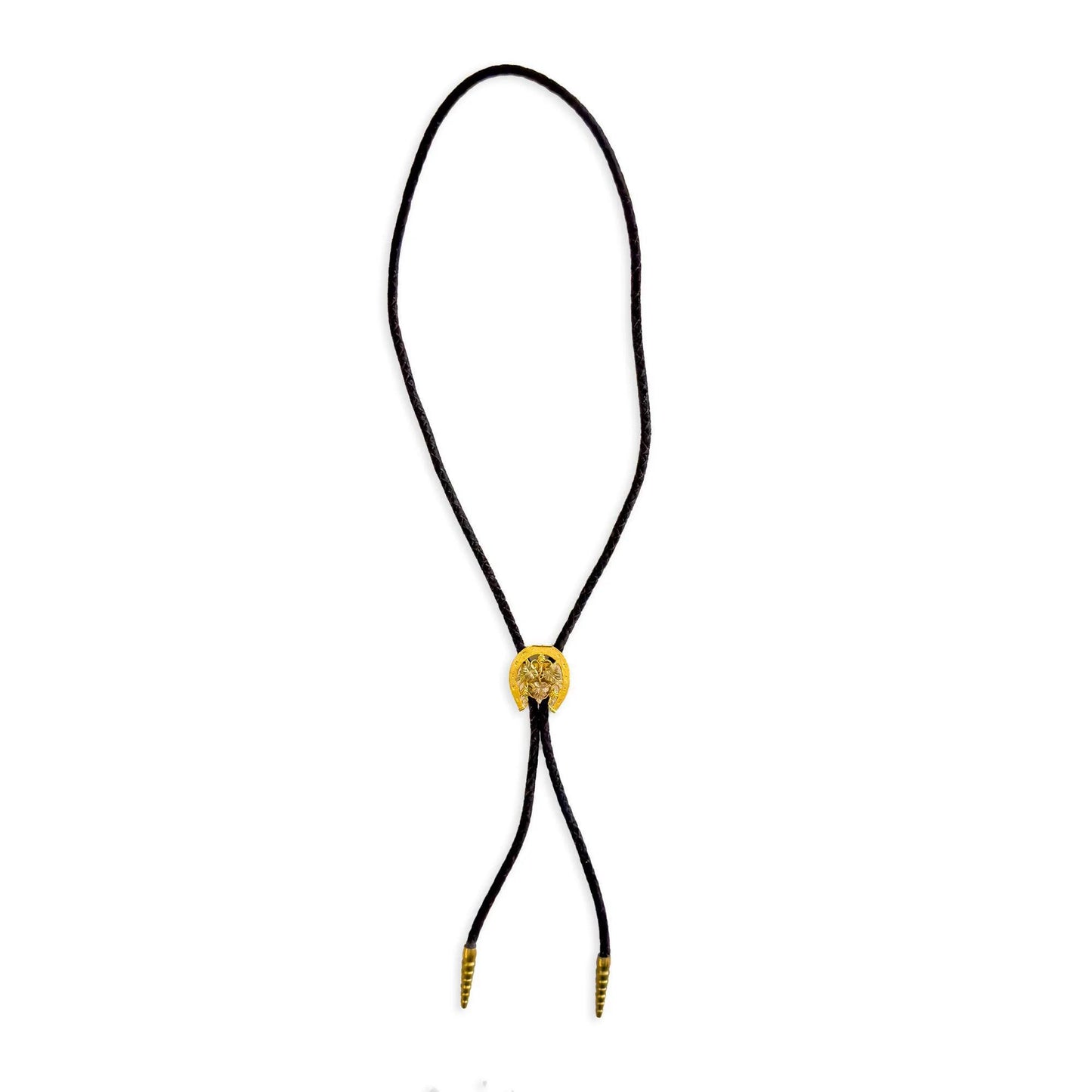 Vintage 10k Black Hills Gold Horseshoe & Grape Leaf Clasp Bolo with Suede Cord