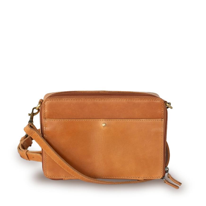 Camel Full Grain Leather Nomad Crossbody Bag