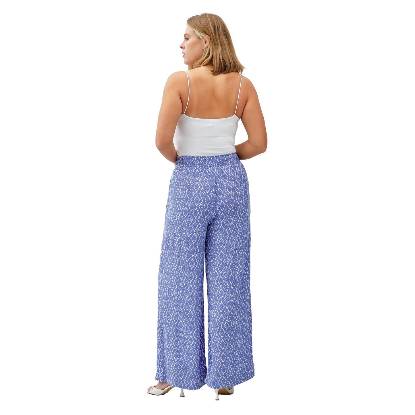 Breezy Blue Geometric Print Wide Leg Pants