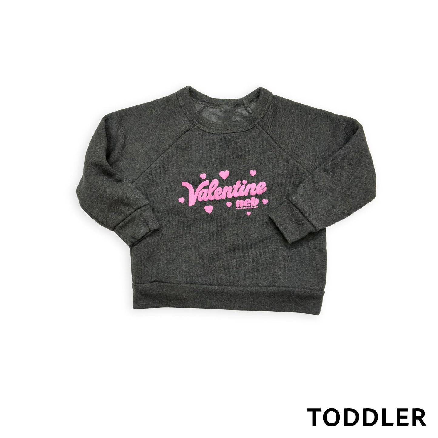 Toddler Dark Grey “Valentine Neb" Hearts Puff Print Fleece Graphic Sweatshirt