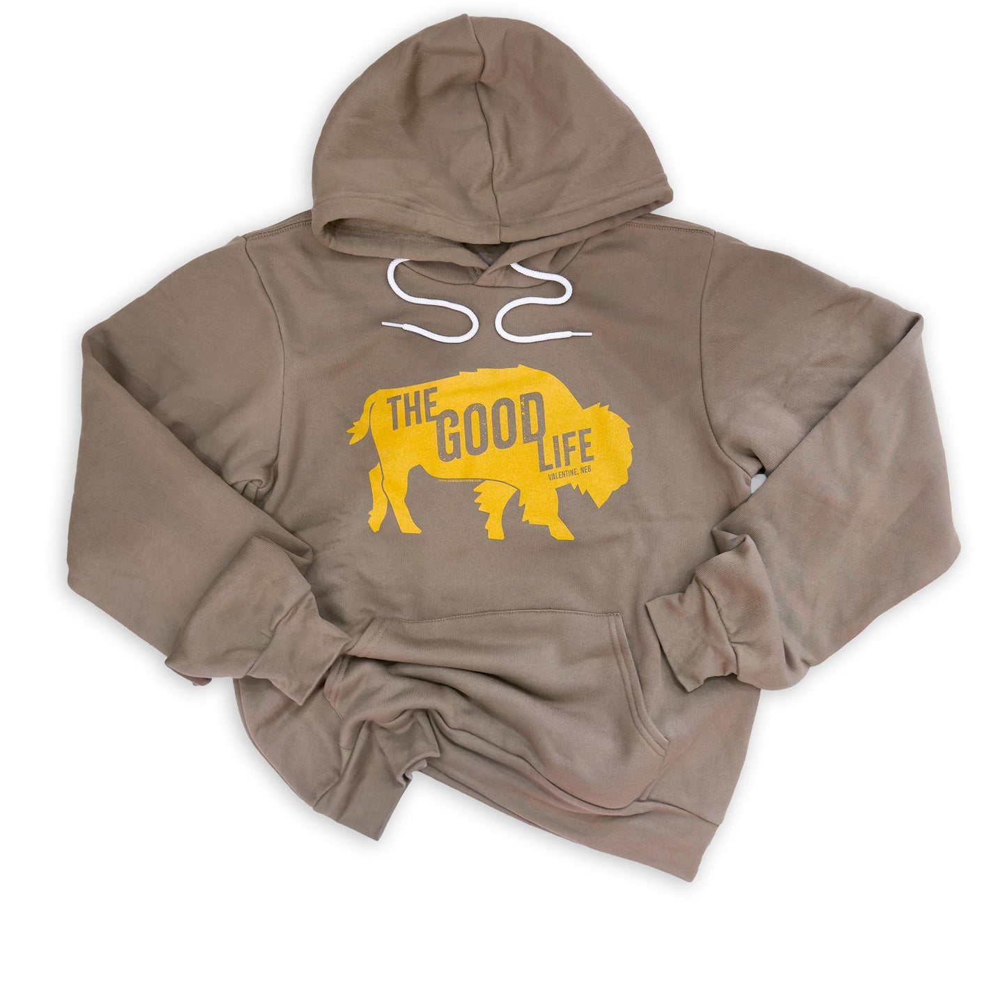 Vintage Brown “The Good Life: Valentine, Neb" Bison Hooded Graphic Sweatshirt