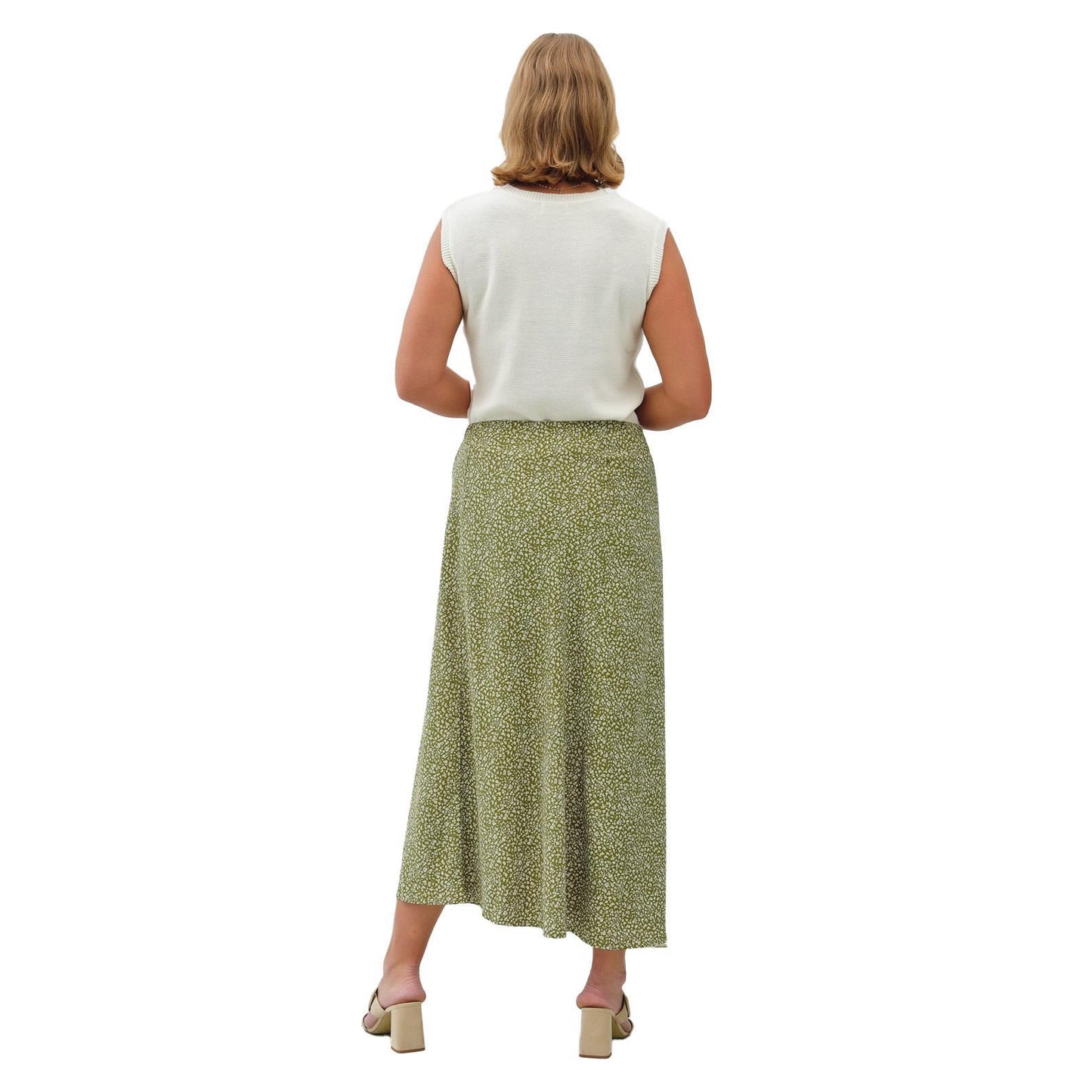 Avocado Printed Midi Skirt