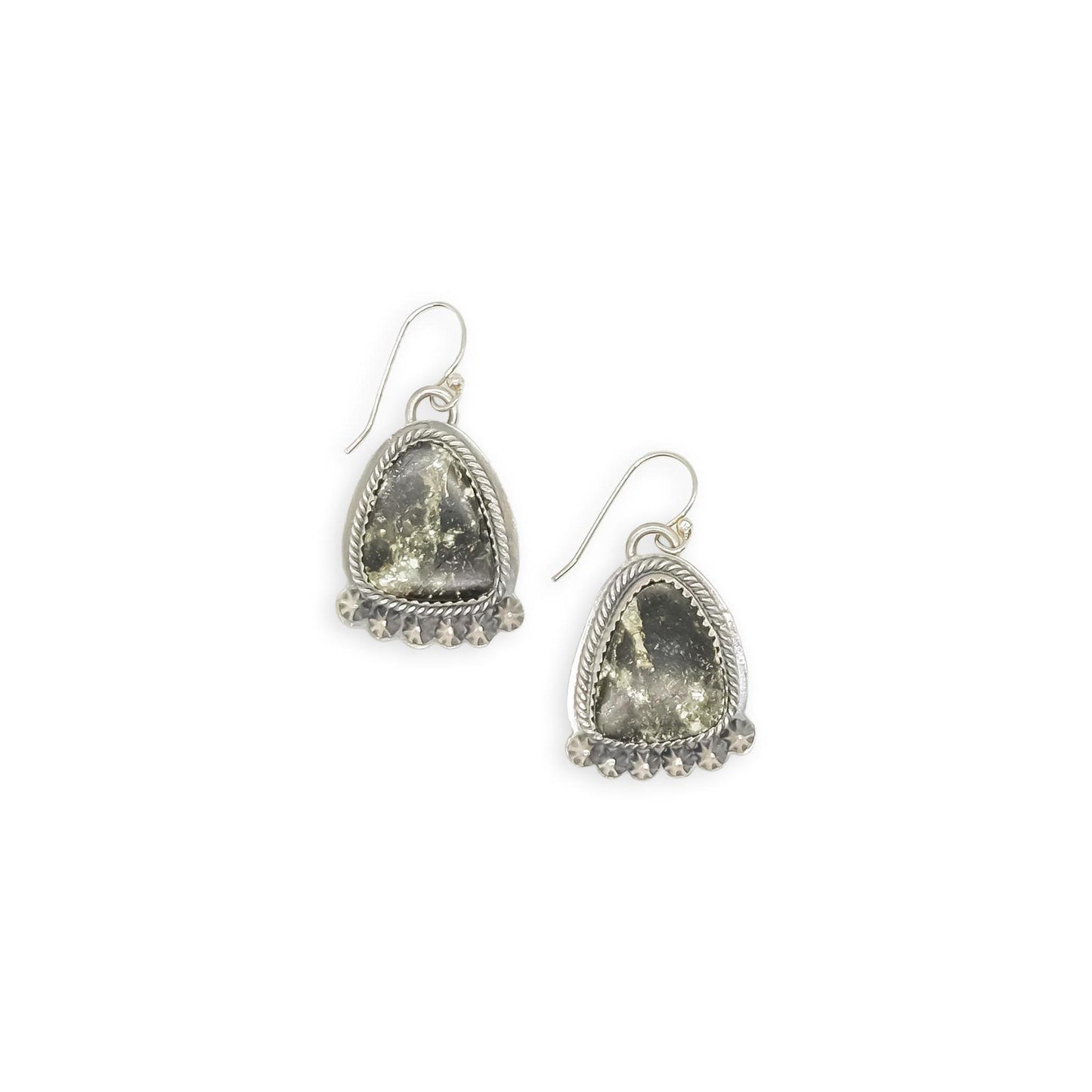 Navajo Blackjack Turquoise Sterling Silver Earrings