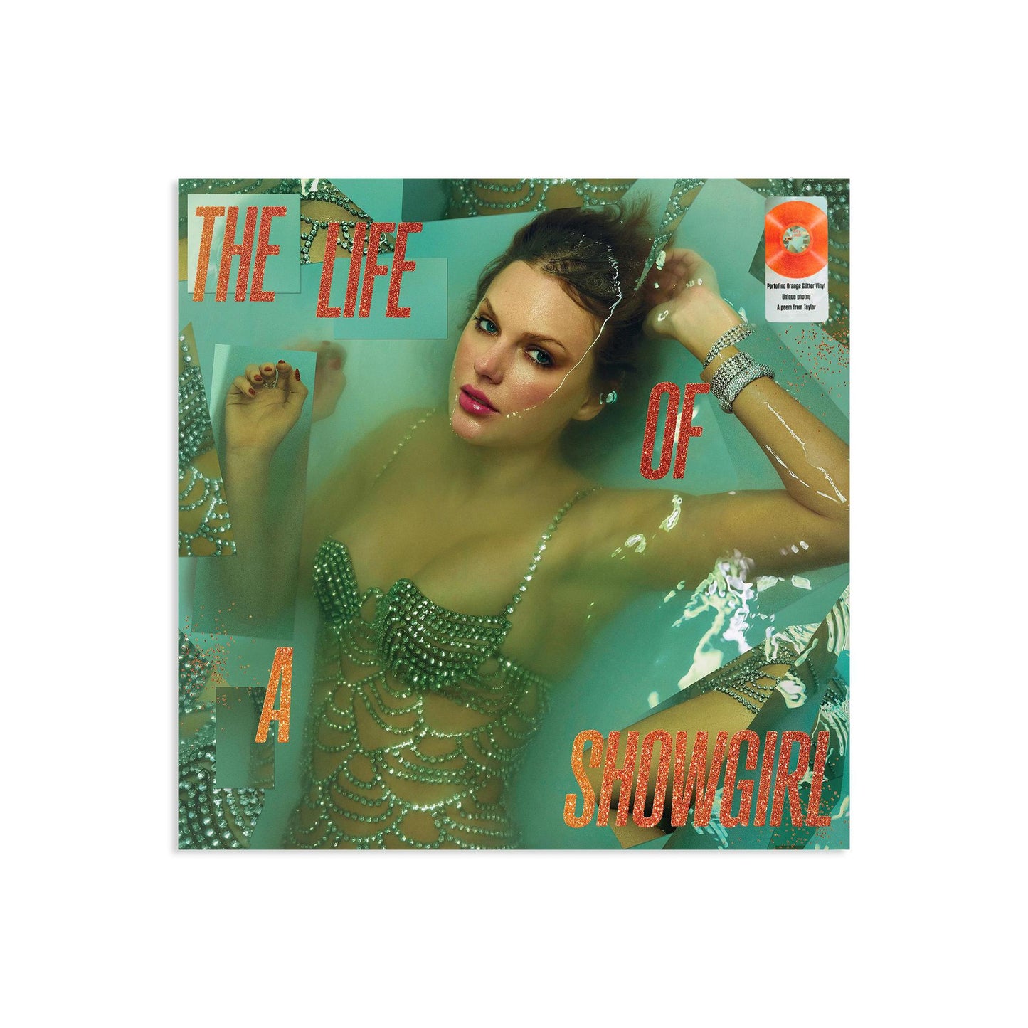 Taylor Swift “The Life Of A Showgirl" Translucent Orange Vinyl Record with Gold Glitter – 2025 First Press