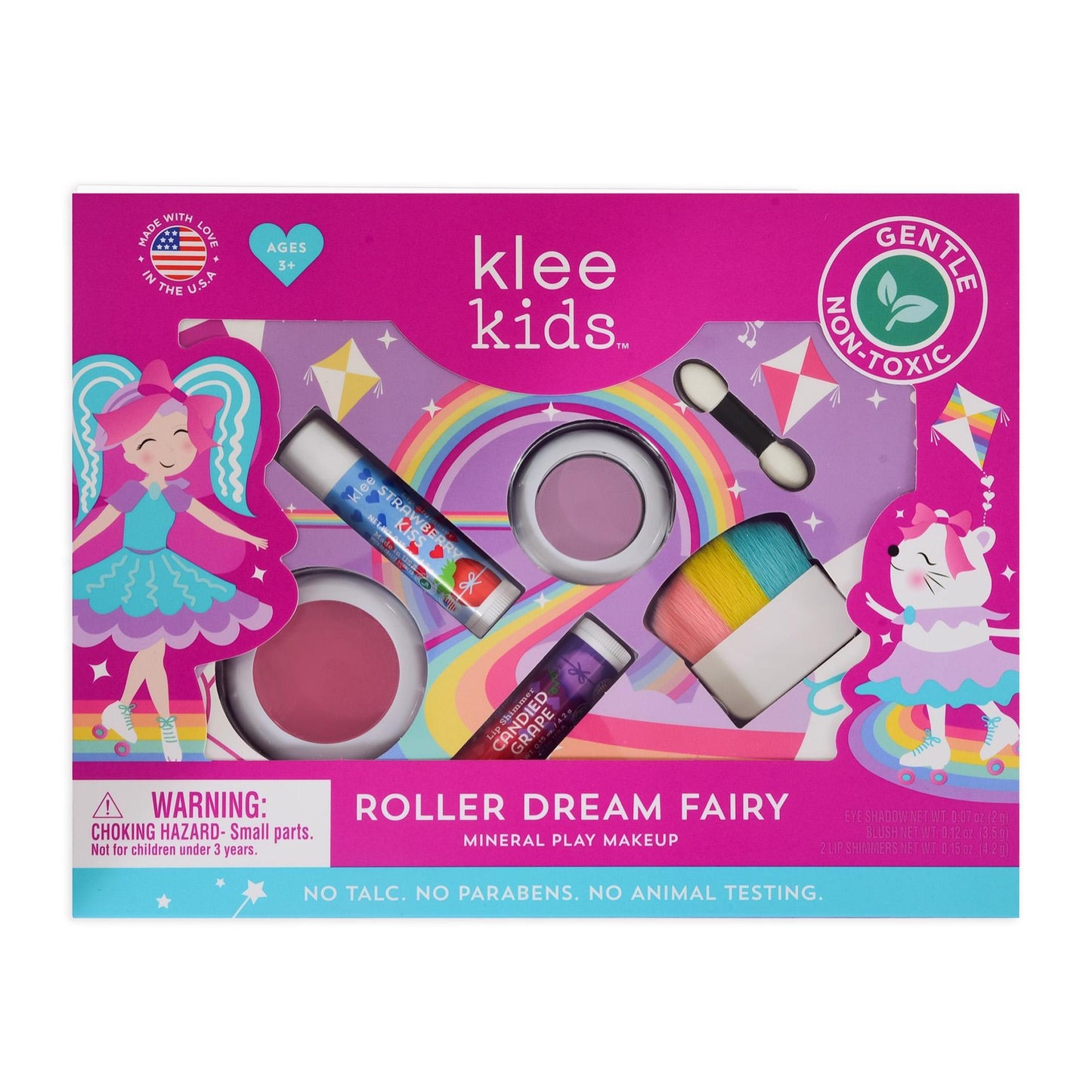 Roller Dream Fairy Non-Toxic Play Makeup Set with Mineral Eye Shadow, Mineral Blush, and Lip Shimmers