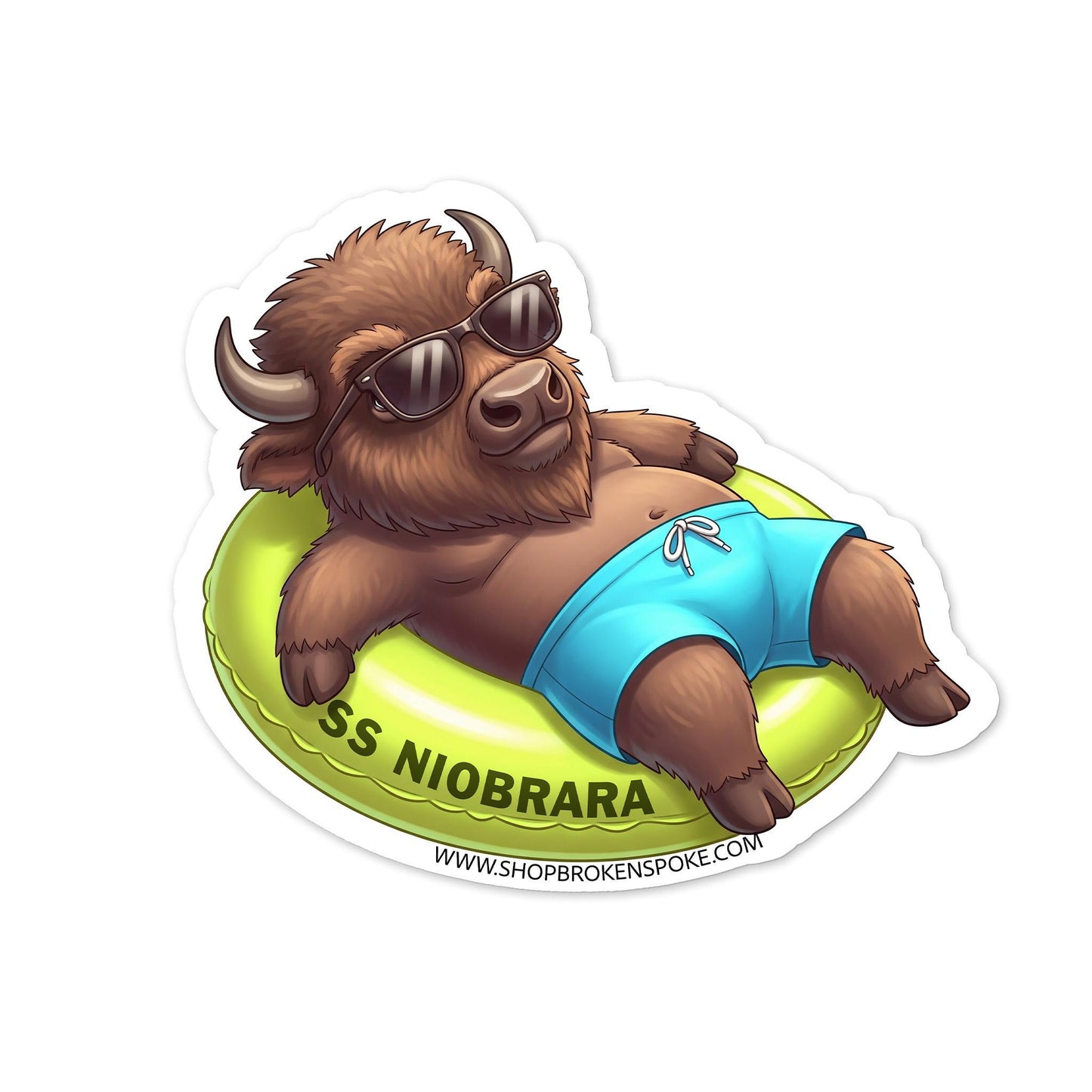 Bison Valentine, Nebraska “SS Niobrara” River Tuber Vinyl Sticker