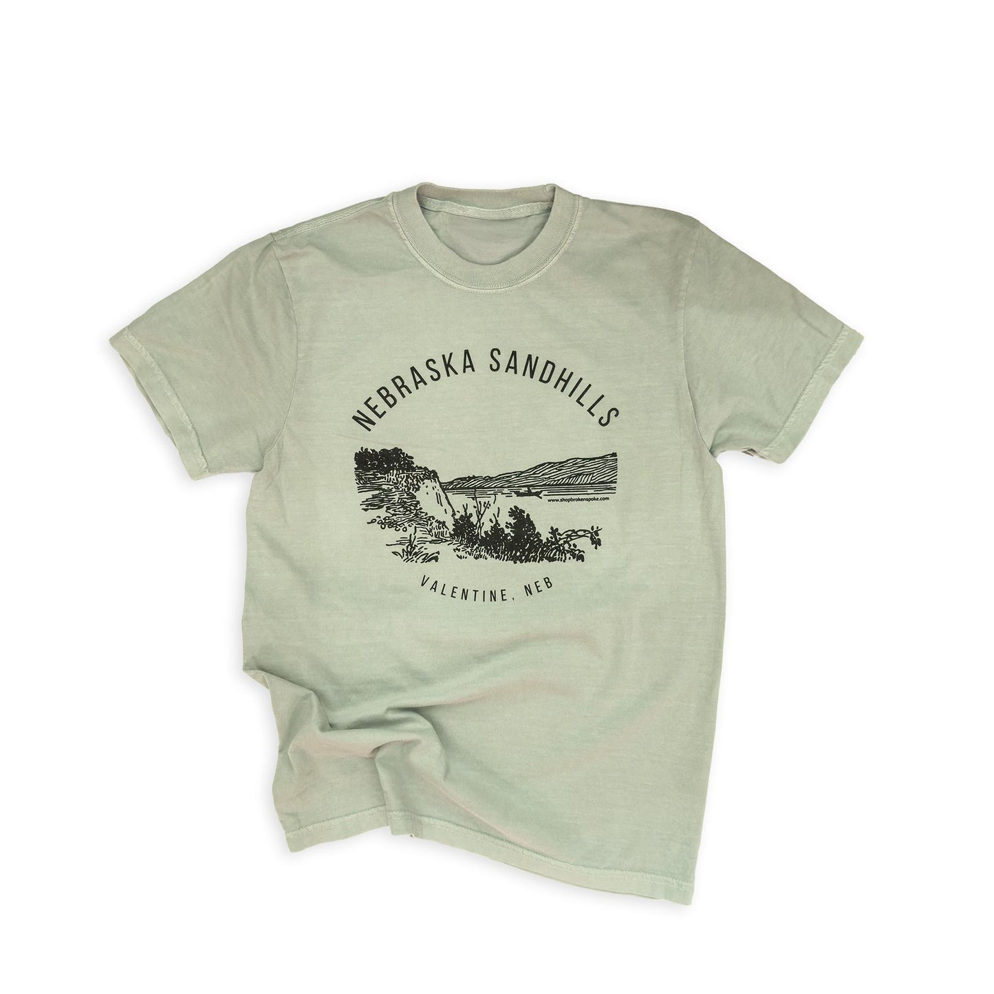 Little Bluestem Green “Nebraska Sandhills: Valentine, Neb” Garment-Dyed Heavyweight Graphic Tee