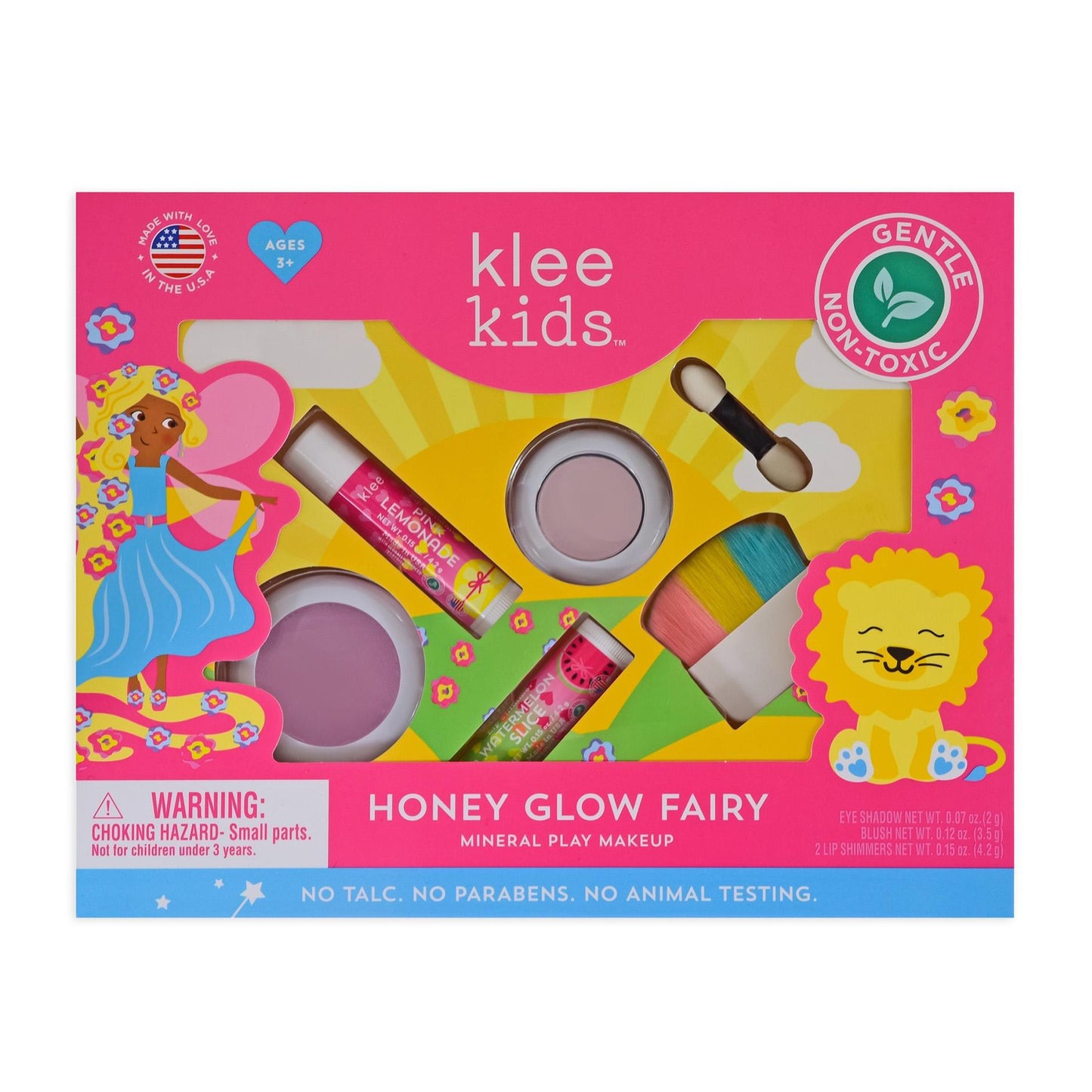 Honey Glow Fairy Non-Toxic Play Makeup Set with Mineral Eye Shadow, Mineral Blush, and Lip Shimmers