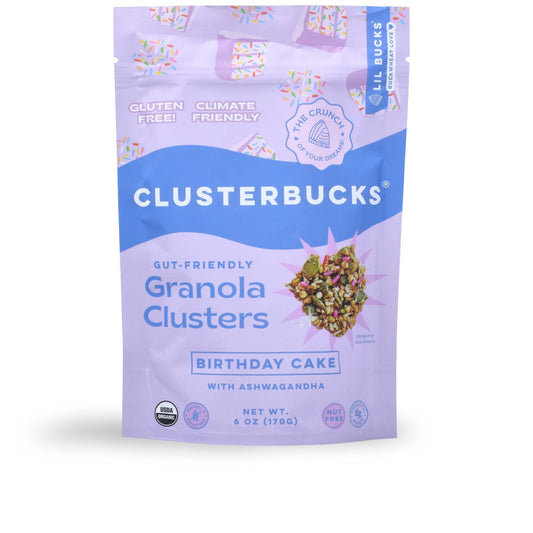 Clusterbucks Birthday Cake Gut Friendly & Grain Free Granola Superfood Clusters with Ashwagandha
