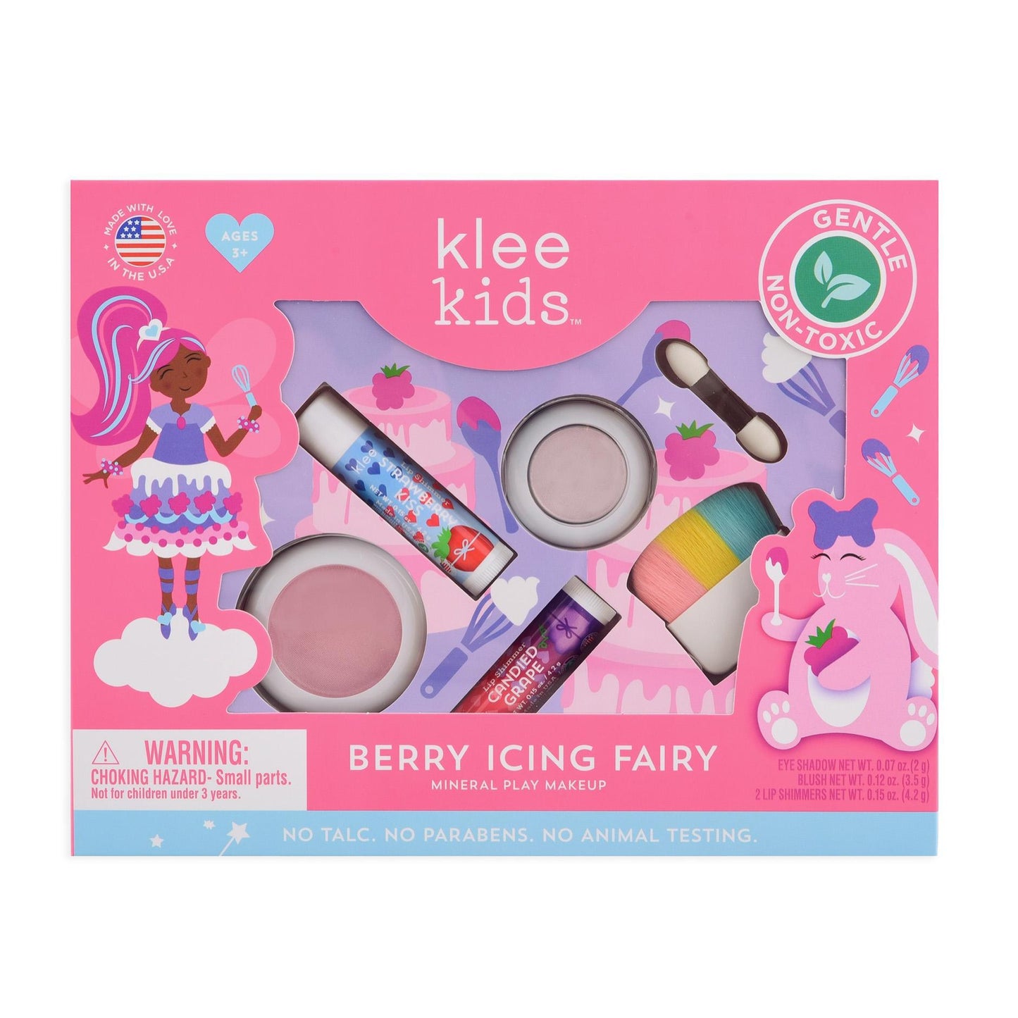 Berry Icing Fairy Non-Toxic Play Makeup Set with Mineral Eye Shadow, Mineral Blush, and Lip Shimmers