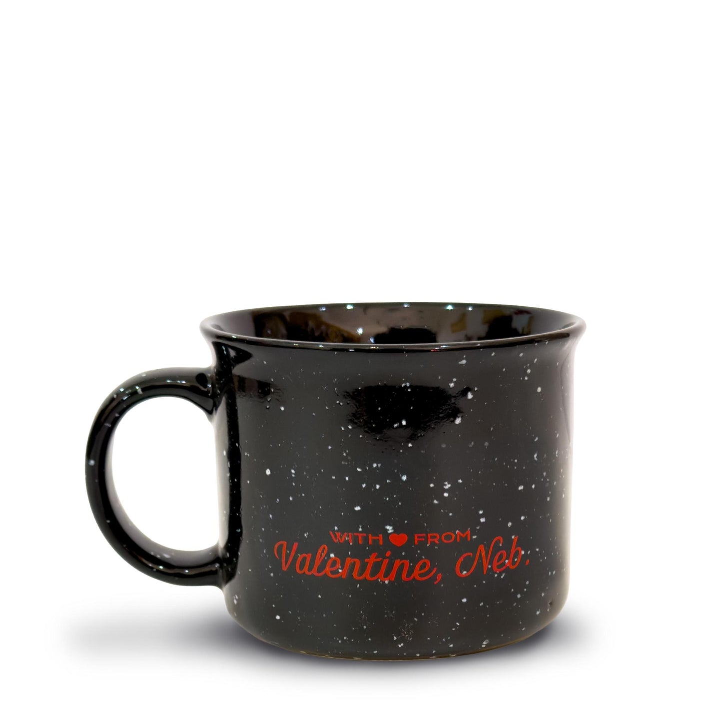 15oz Black Speckled “Small Town. Big Heart.” Valentine, Nebraska Campfire Ceramic Mug