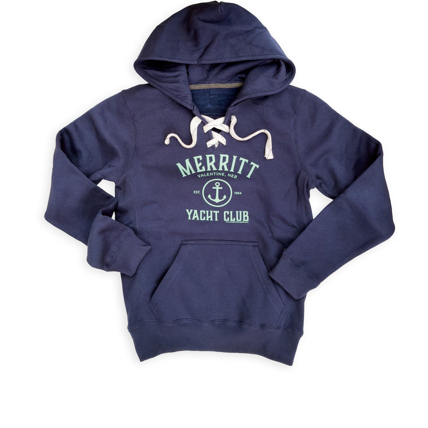 Navy “Merritt Yacht Club: Est. 1964" Valentine, Neb. Sport Lace Hooded Graphic Sweatshirt