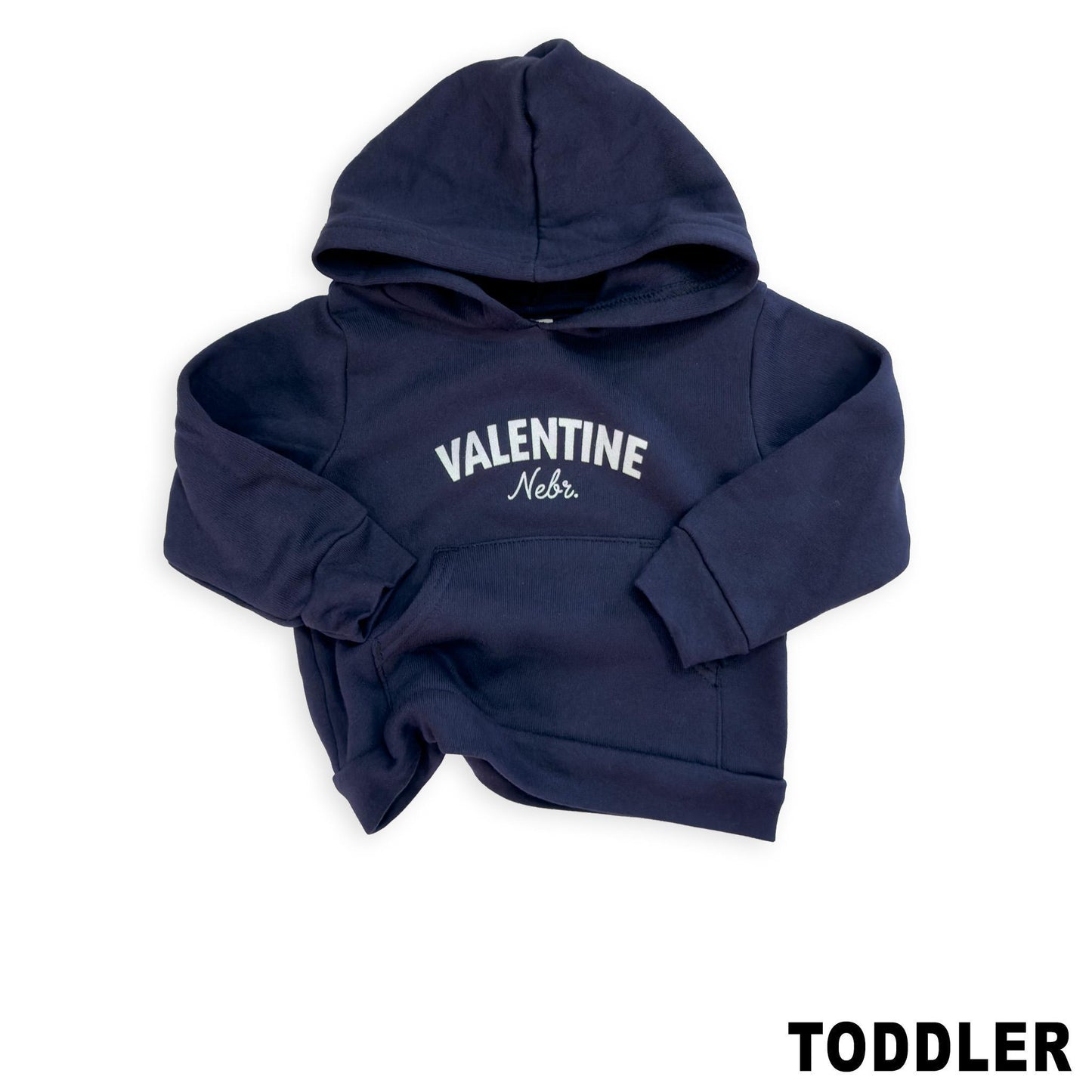 Toddler Navy “Valentine, Nebr.” Hooded Graphic Sweatshirt