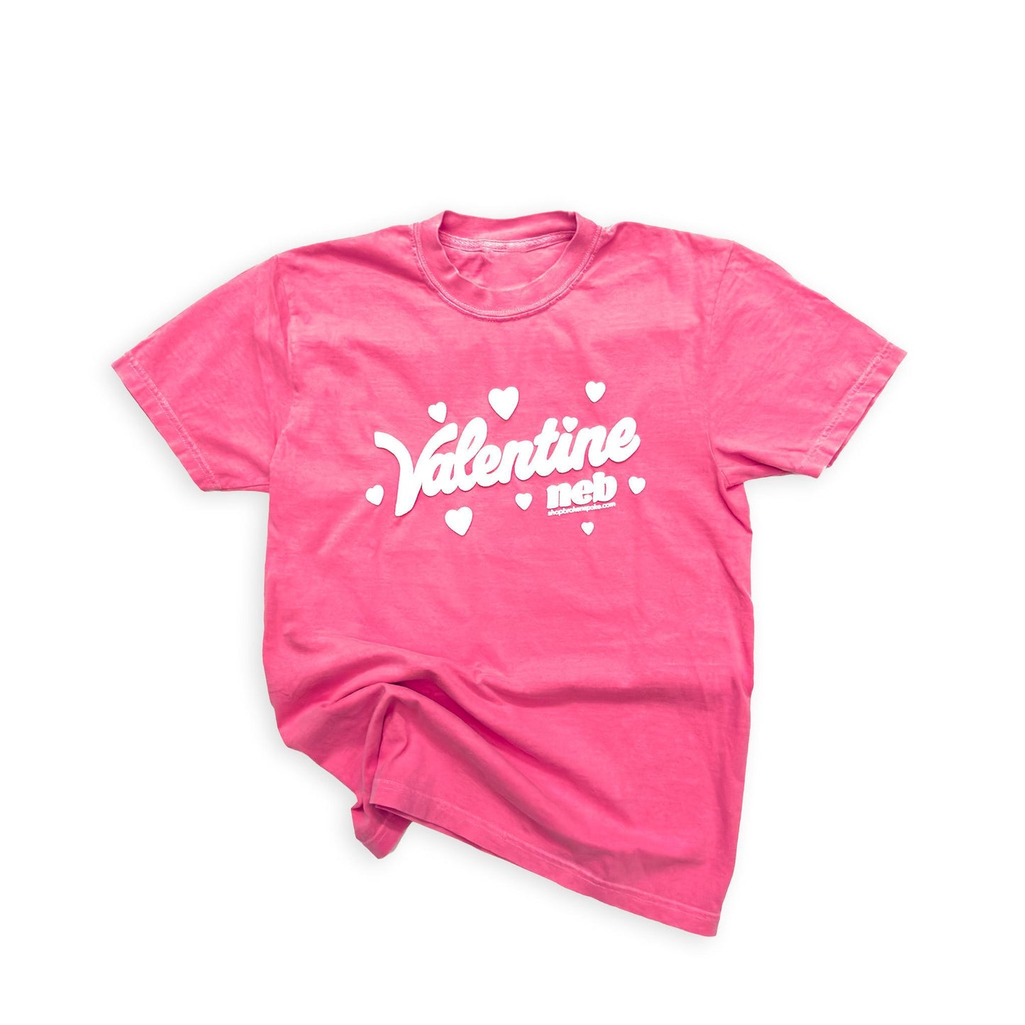 Deep Blush “Valentine Neb" Hearts Puff Print Garment-Dyed Heavyweight Graphic Tee
