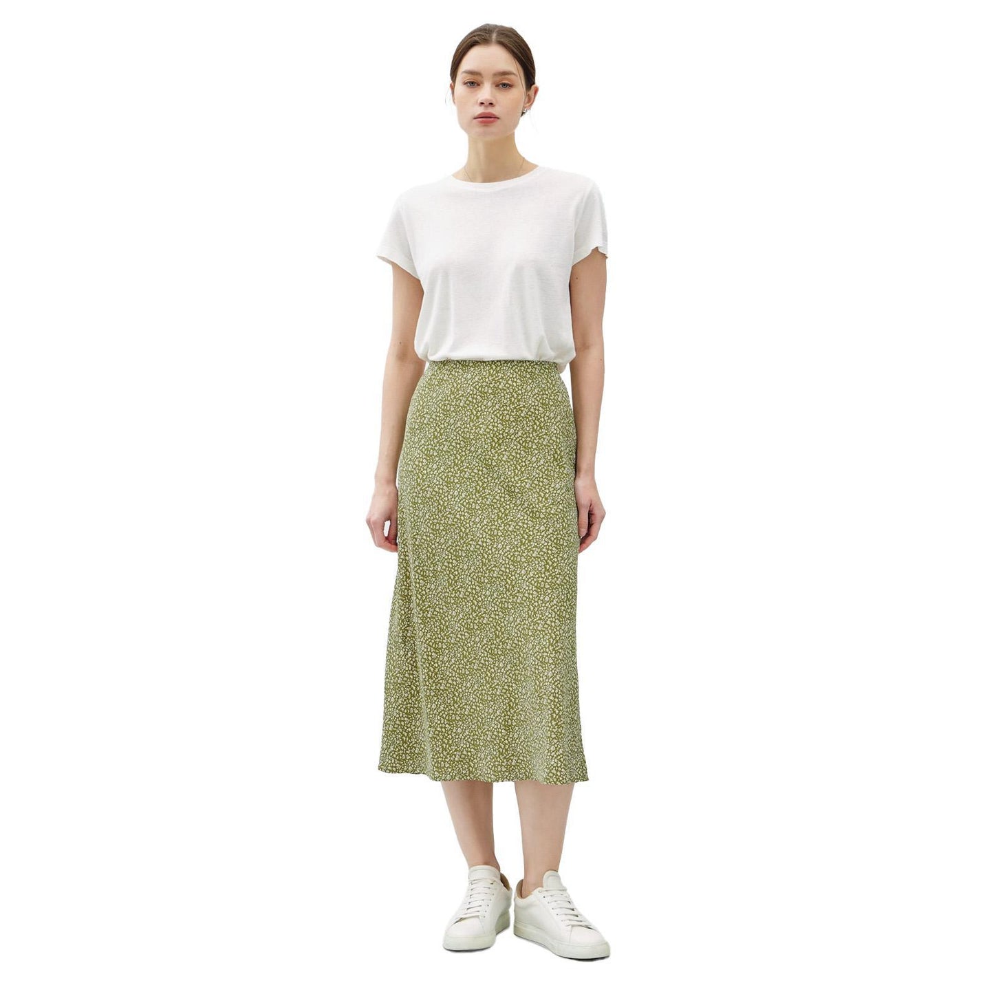 Avocado Printed Midi Skirt