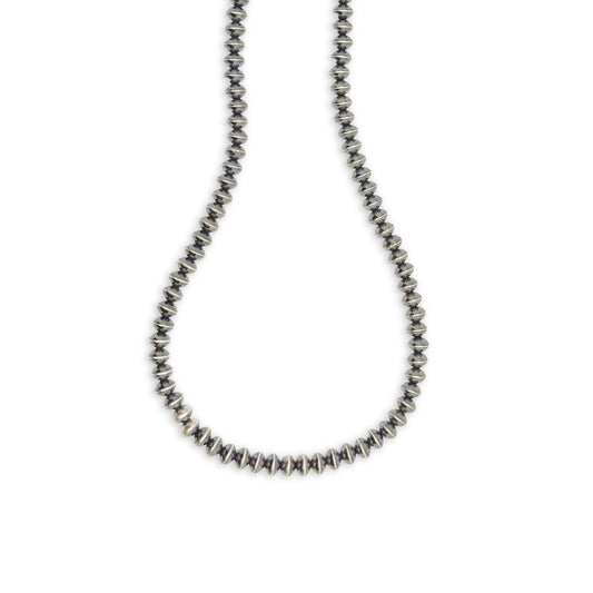 Sterling Silver 7x10mm Navajo Saucer Pearl 18" Necklace