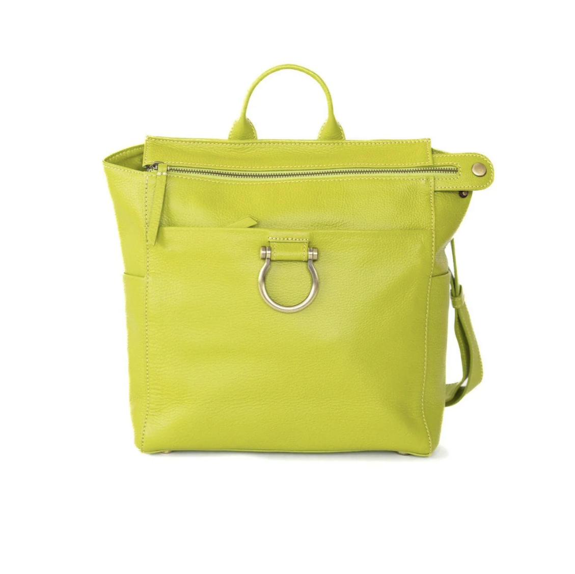 Lime Oiled Leather Natasha Mini Convertible Backpack and Crossbody Bag