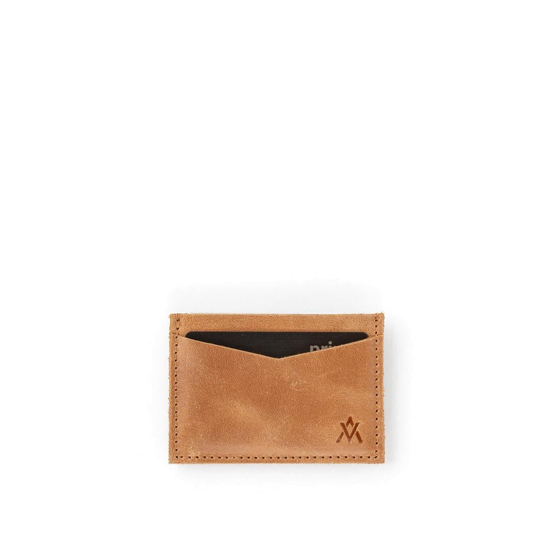 Camel Full Grain Leather Horizontal Card Wallet