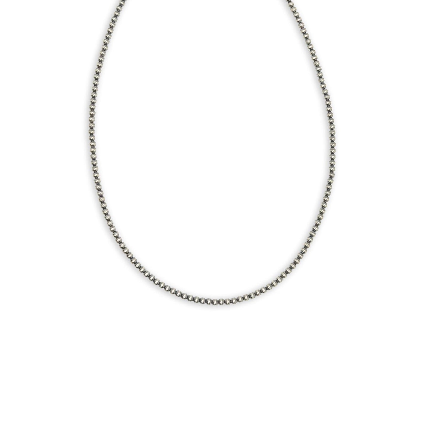 Sterling Silver 4mm Navajo Pearl 14" Necklace