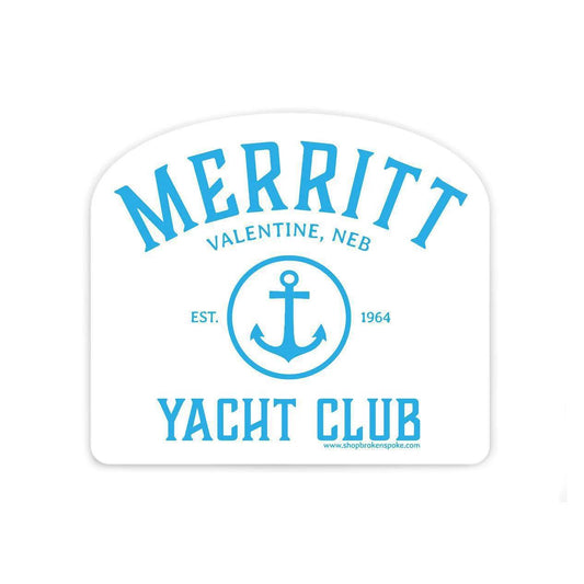 White & Lake Blue “Merritt Yacht Club: Est. 1964" Valentine, Neb. Vinyl Sticker