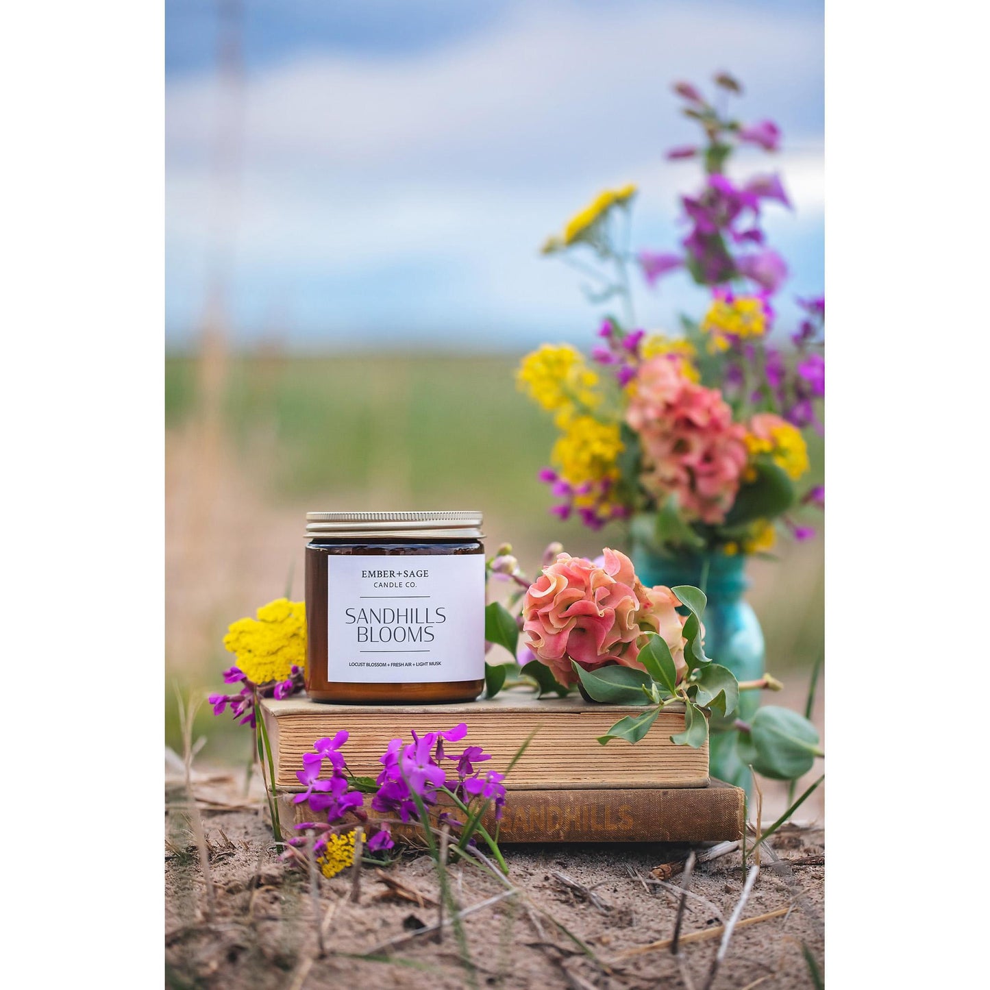 Sandhills Blooms | Hand-Poured Soy Coconut Wax Candle | 16oz with Double Wick
