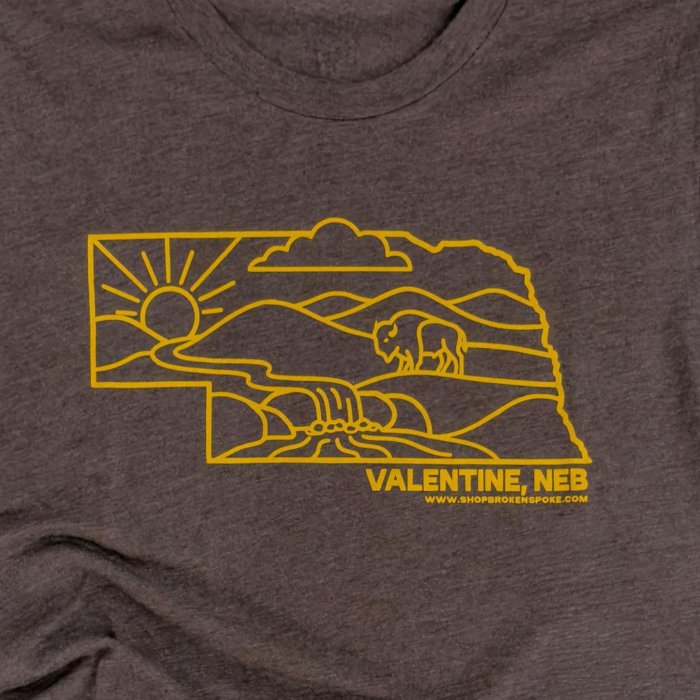 Brown Triblend “Valentine, Neb” State Sandhills Graphic Tee
