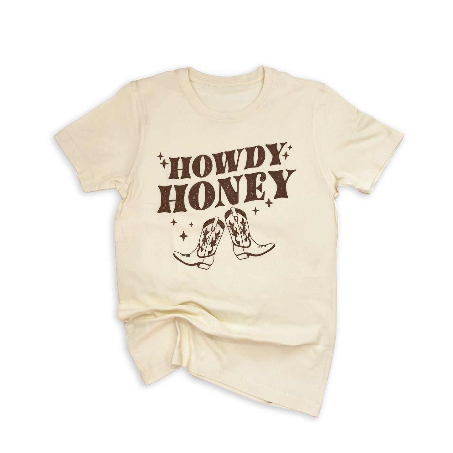 Vintage White "Howdy Honey" Western Cowboy Boots Graphic Tee