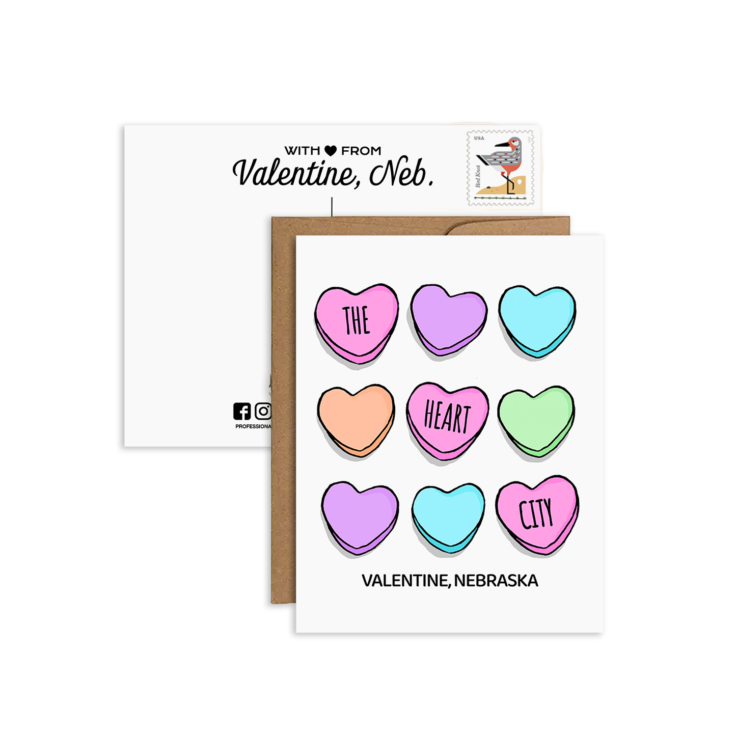 The [Candy] Heart City: Valentine, Nebraska Eco Postcard/Greeting Cards