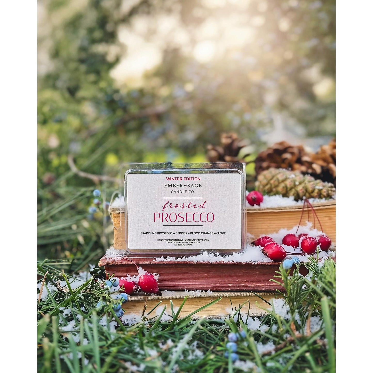 Frosted Prosecco | Winter Edition | Hand-Poured Soy Coconut Wax Melt | 2.75oz