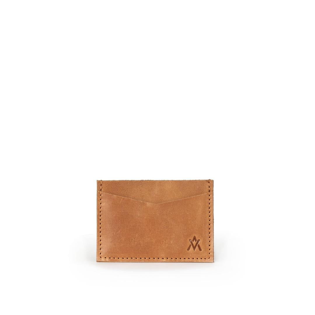 Camel Full Grain Leather Horizontal Card Wallet