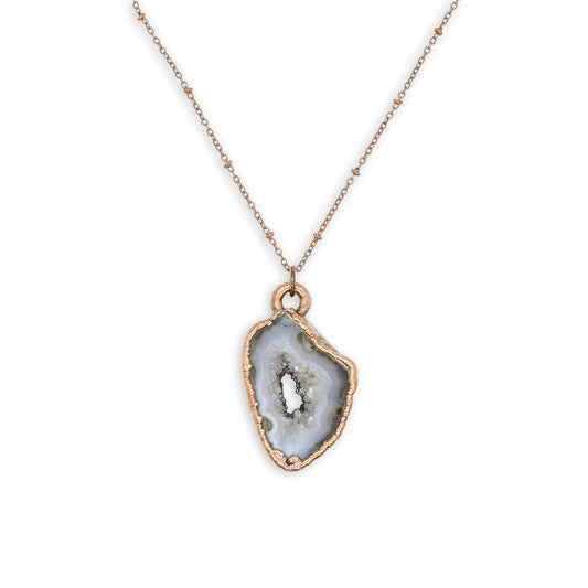 Electroformed Geode Pendant Necklace on 20″ Copper Chain