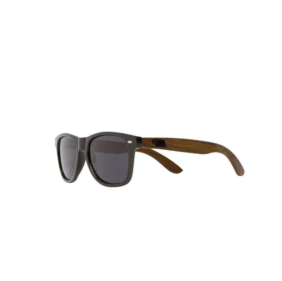 Natural Black Walnut Wood Sunglasses with Nebraska State Brand