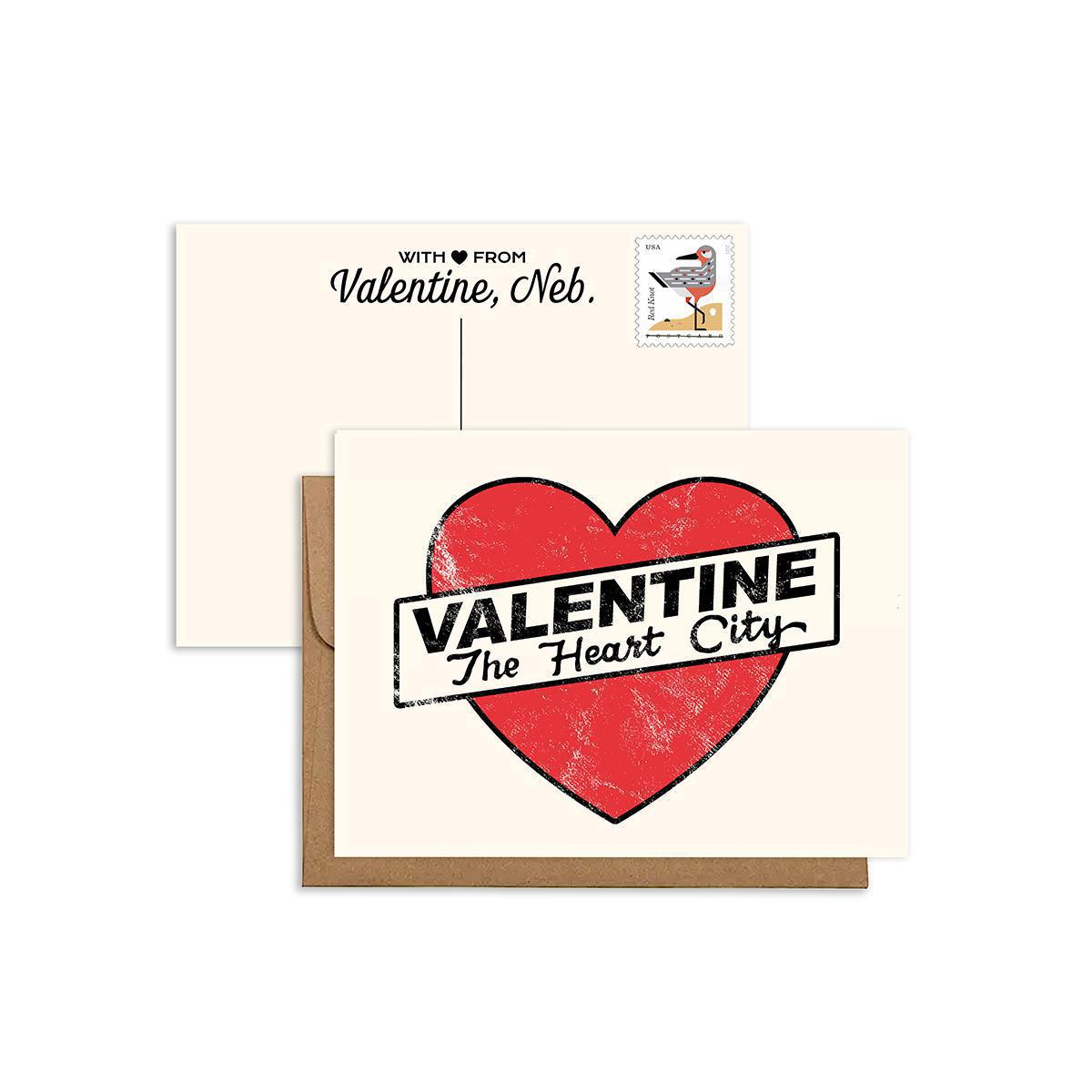 Valentine, Nebraska "The Heart City" Vintage Style Postcard/Greeting Card