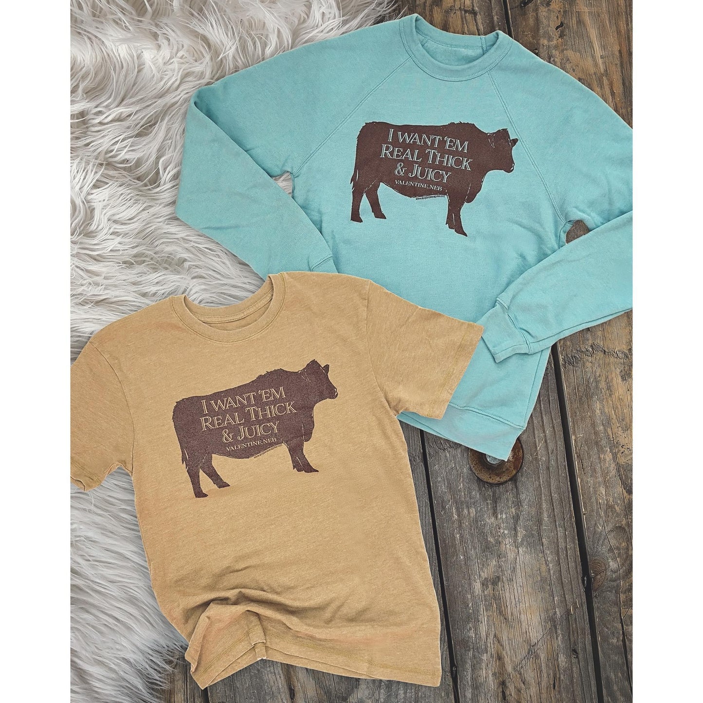 Washed Coyote Brown Sir Beef A Lot “I Want ‘Em Real Thick & Juicy” Angus Bull Valentine, Neb Graphic Tee